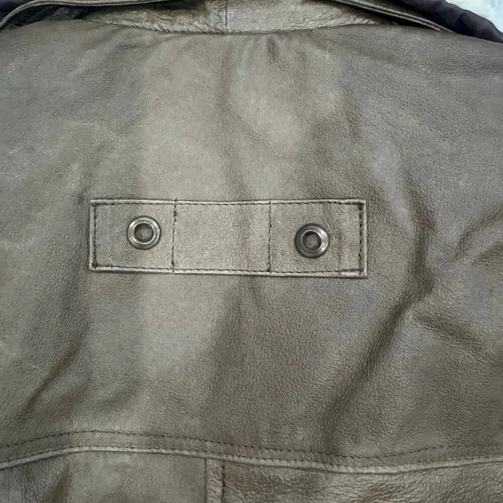 Bradford Exchange Leather Bomber Eagle Flag Embroidery Removable Collar M
